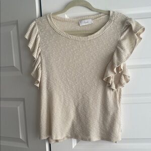 Anthropology Braeve Elegant Cream Ruffle Sleeve Blouse